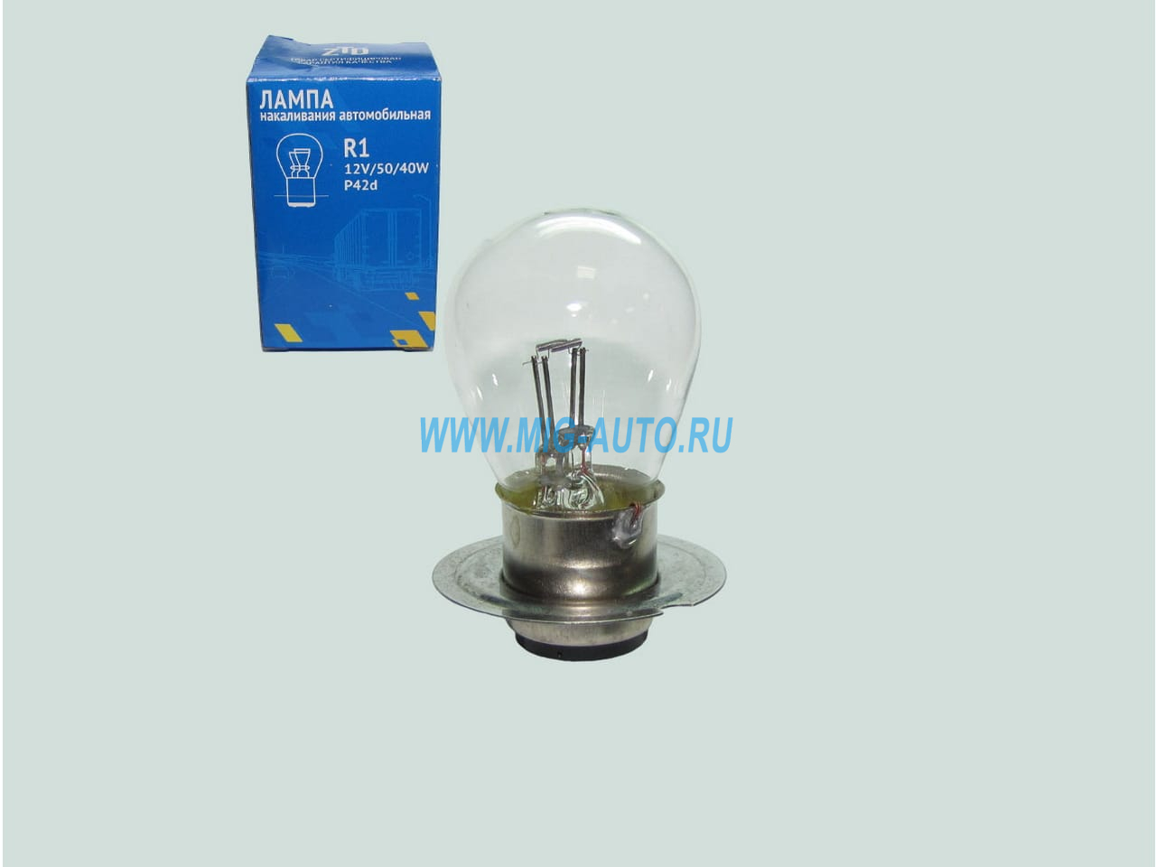 Лампа фарная простая двухконтактная 12V 50/40W цоколь P42d / ZTD R1 12V/50/40W P42d