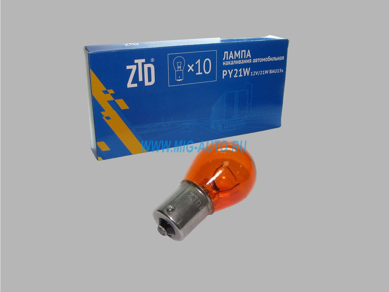 Лампа 12х21-2 поворота (оранжевая) BAU15s / ZTD PY21W 12V/21W BAU15s