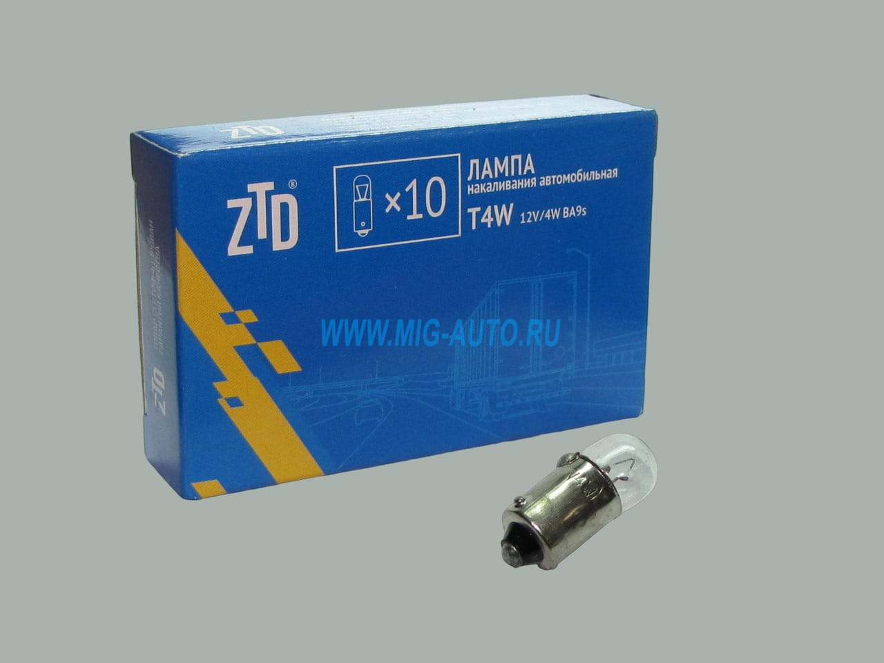 Лампа 12х4 габарита / ZTD T4W 12V/4W BA9s
